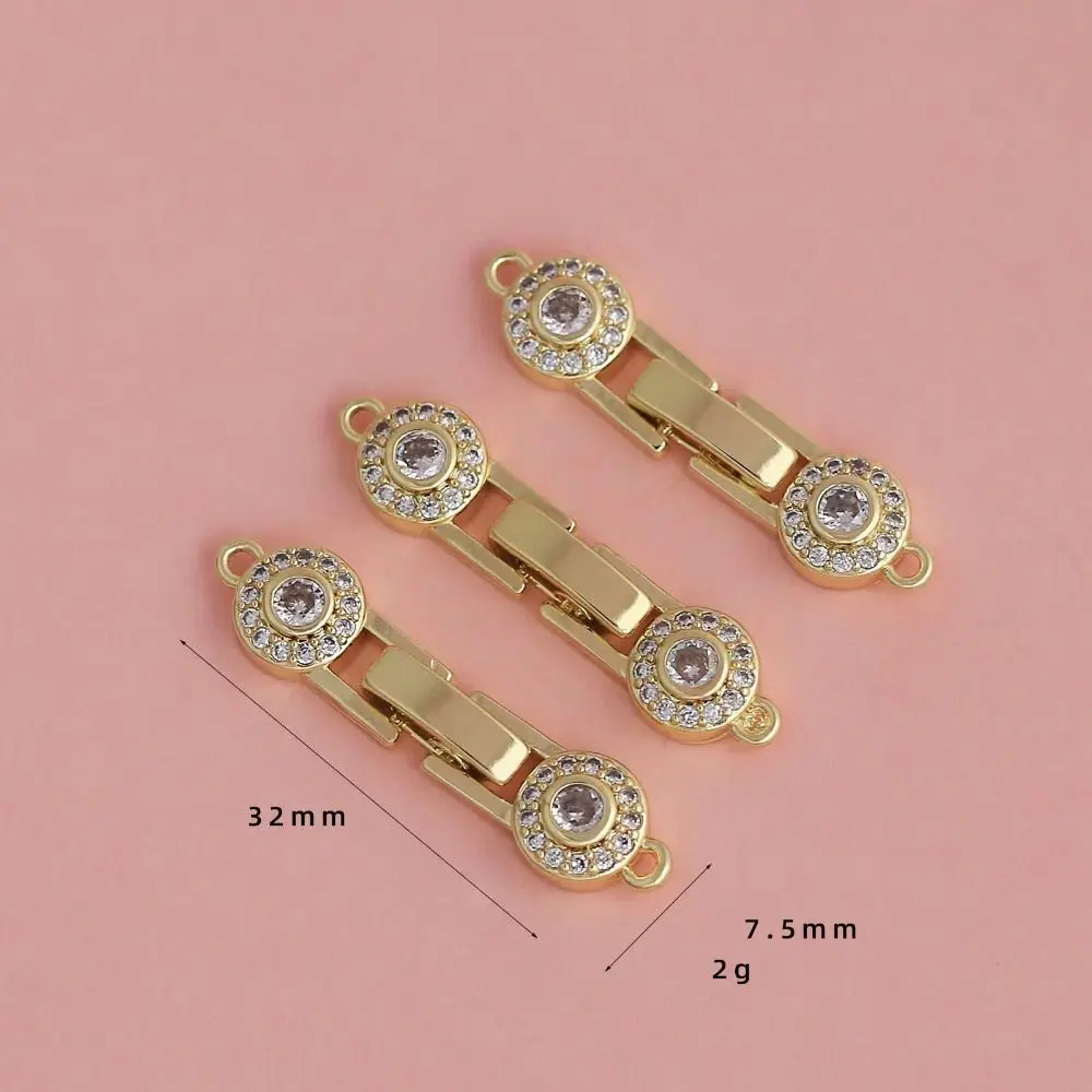 4PCS Brass Material Bracelet Clasps Pearl Accent Lobster Claw Lock DIY Bracelet Findings Inlaid Zircon Brass Clasps