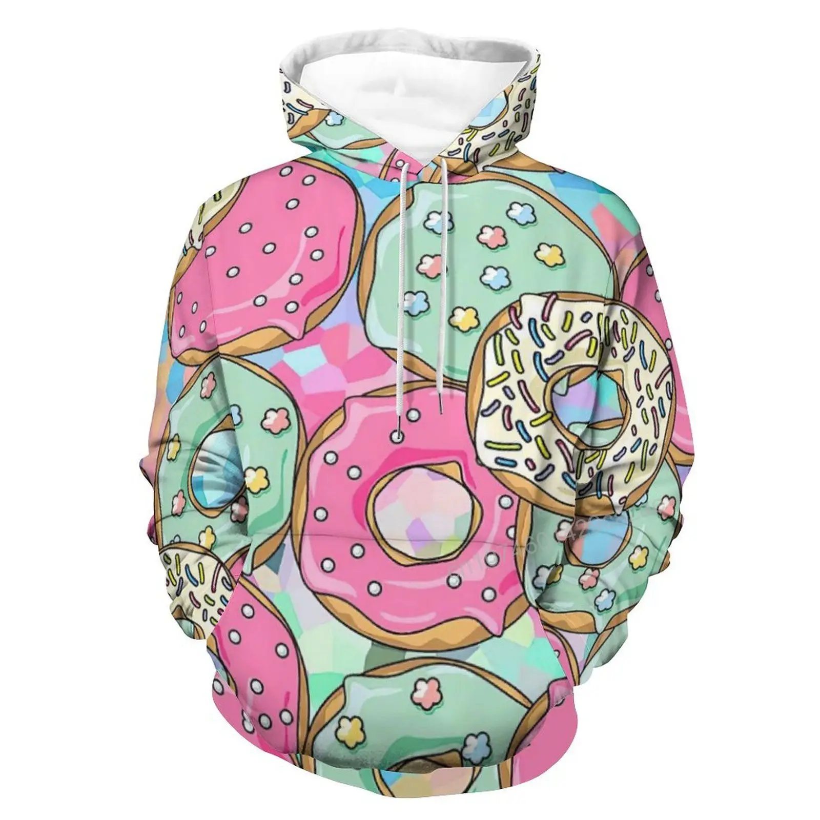 Donut Pattern 3D Hoodie Polyester Cool Men Women Harajuku Sweatshirt Unisex Casual Pullover Hoodies