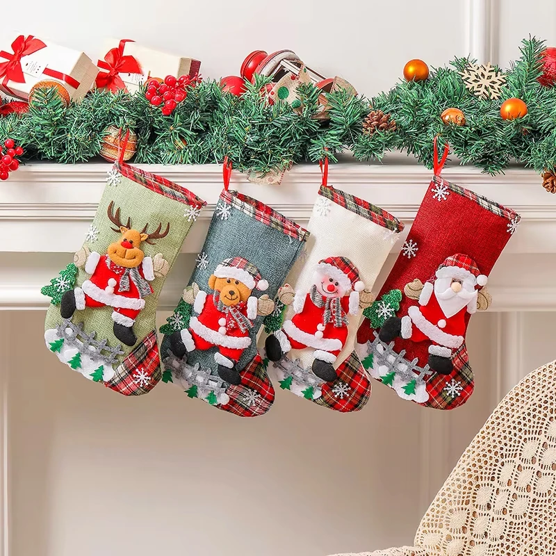 

Xmas Socks Christmas Stocking Christmas Decorations Durable High Capacity Candy Bag Decorations Christmas Gift Bag