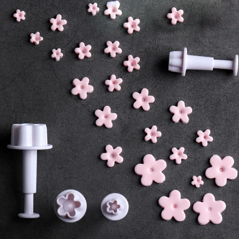 4pcs Mini Flower Polymer Clay Cutter Floral Decoration Plum Spring Press Cutting Mold INS Designer DIY Jewelry Texture Modeling