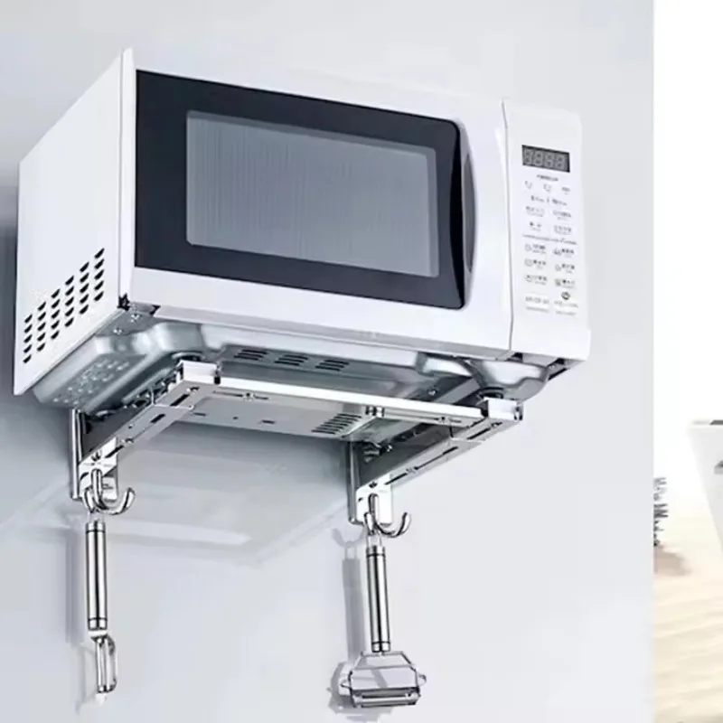 

Shelf Kitchen Storage Retractable Oven Stand Wall Mounted Stainless Steel Microwave Oven Shelf