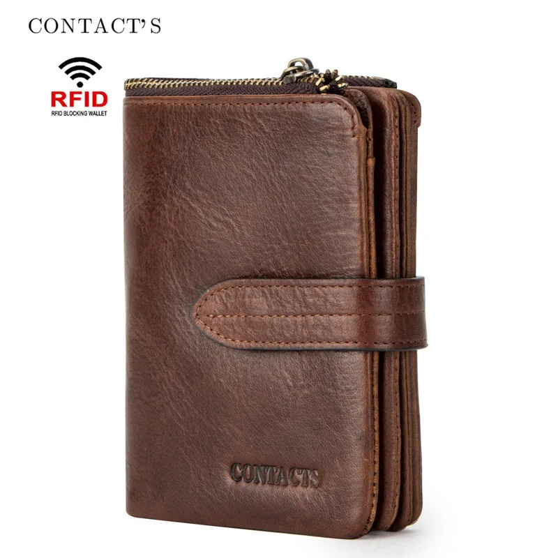 Fashionable British Style Anti Theft Brushing Crazy Horse Cowhide Men's Wallets Multi Functional Buckle Leather Clip Men Wallets