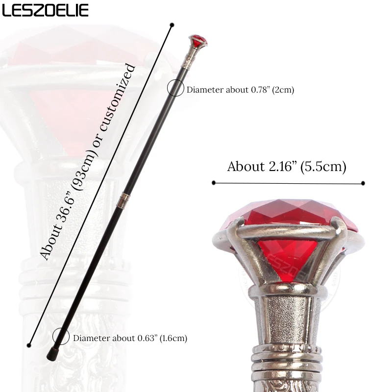 Dard Red Crystal Handle Walking Stick Women Party decorativo Walking Cane uomo elegante Diamond Style Walking Sticks