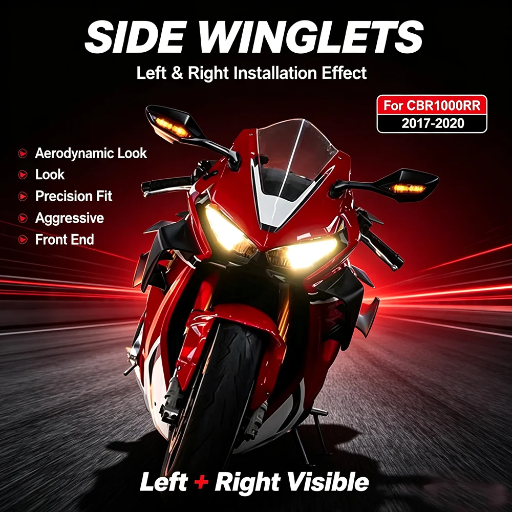 Motorcycle Wing CBR1000RR ABS Carbon Fiber Fixed Wind Wing for Honda CBR 1000RR Aerodynamic Winglet Spoiler Fairing 2017-2010