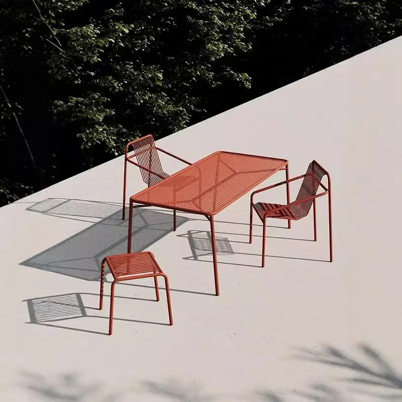 Outdoor balcony courtyard leisure table and chair combination milk tea shop outdoor long table
