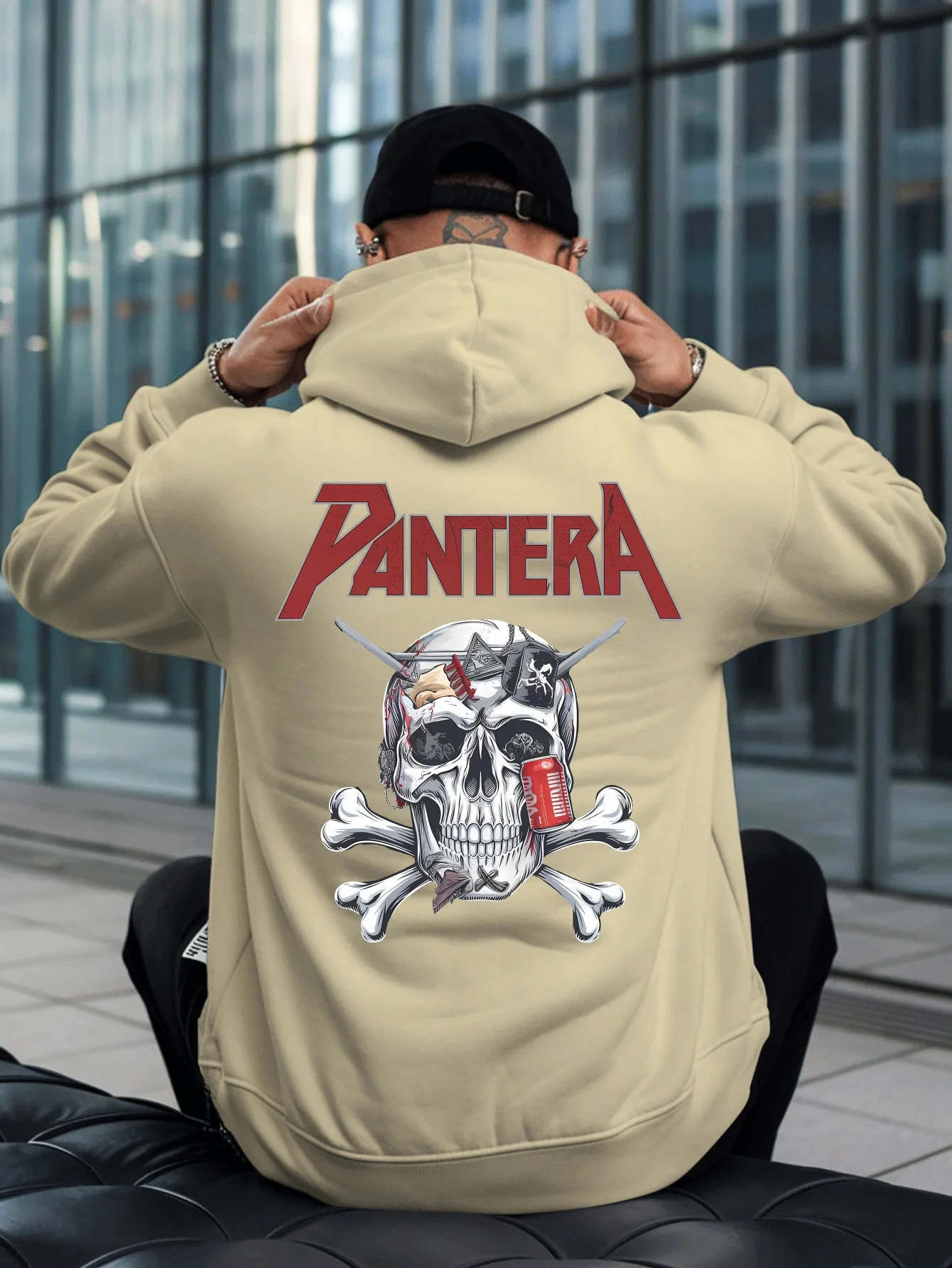 New Cool Street Style Print Men Hooded Sweatshirt Autumn and Winter Daily Outdoor Sports Loose All Build Fitness Leisure Warm