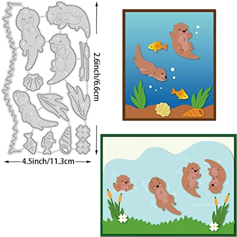 Otter Metal Cutting Dies Fish/Seaweed/Shells/Flowers/Conch Embossing Stencil for Card Making Scrapbooking Paper Craft