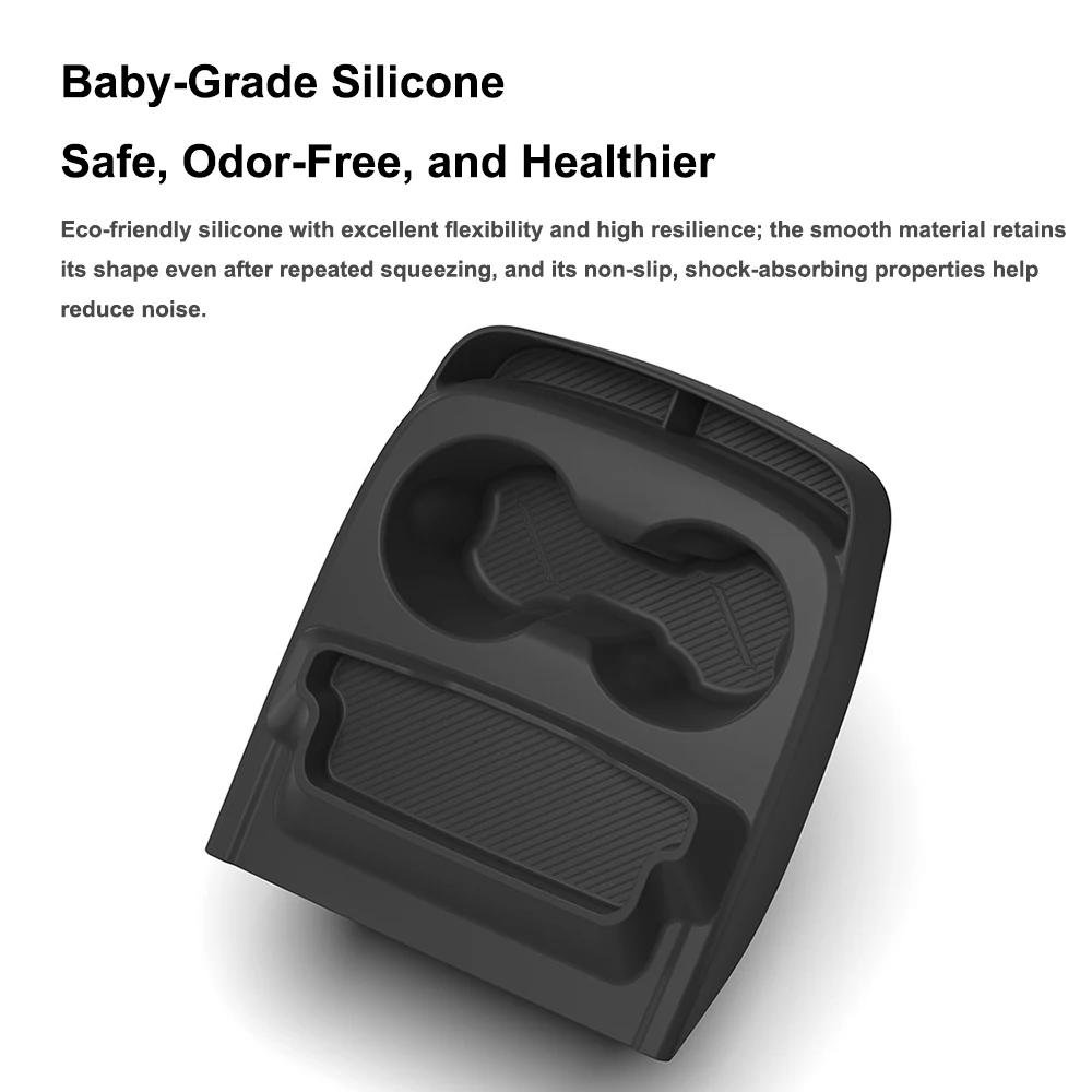 For Tesla Model Y Standard 2025+ Multifunctional Silicone Central Control Water Cup Holder Shock-Absorbing Tray Storage Box Case view 4