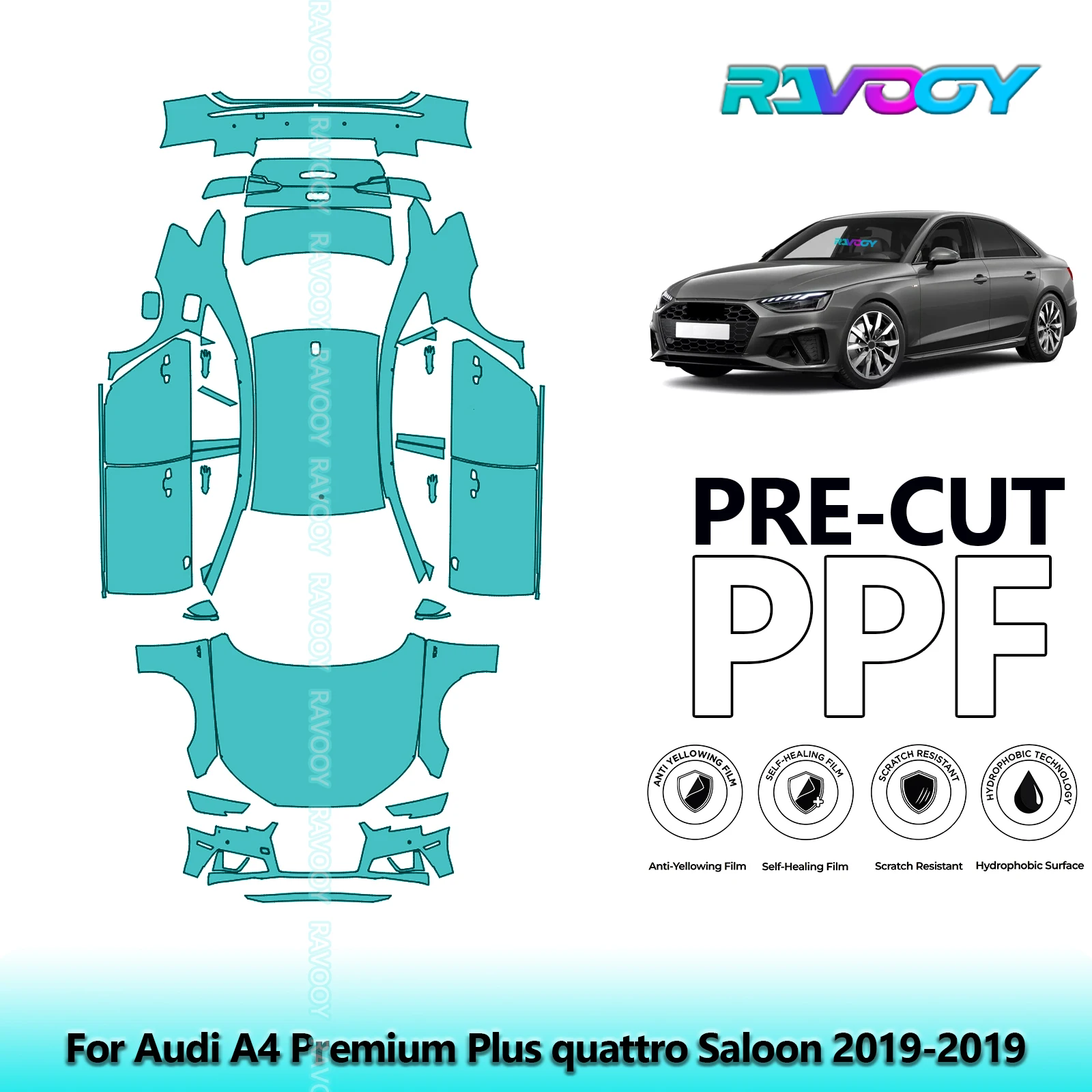 

Full Vehicle Clear Bra Precut PPF Paint Protection Film For Audi A4 Premium Plus quattro Saloon 2019-2019
