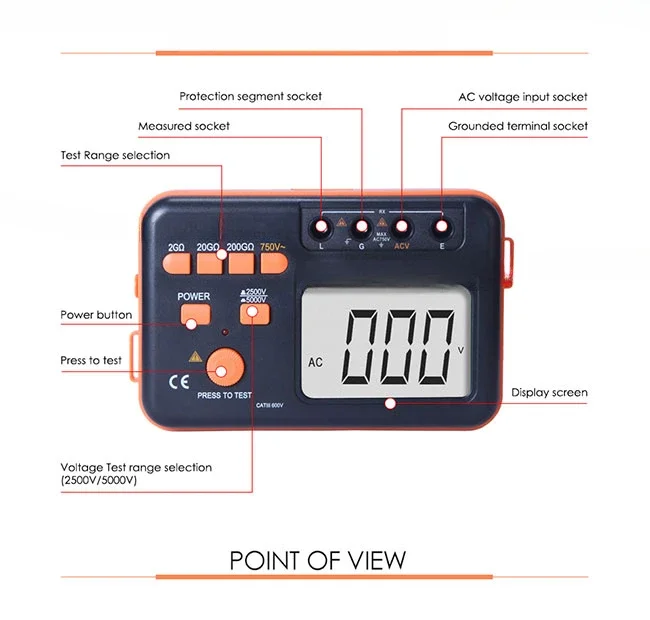 FOR Vc60e Digital Ohmmeter Output High Voltage 2.5kv 5kV Insulation Tester Acer Ac750v 1999 Counting LCD