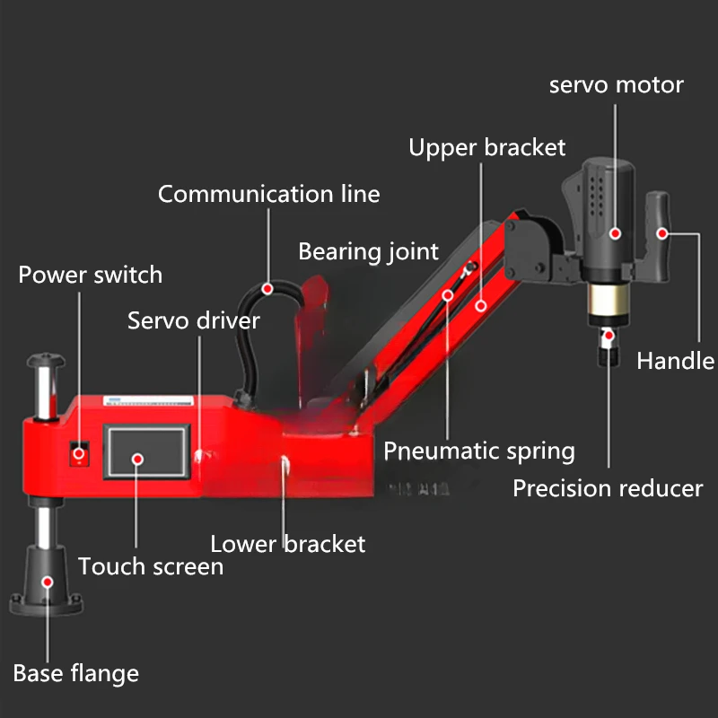 for M2-M10 M3-M20 CNC Electric Tapping Machine Servo Motor Tapper Drilling With Chucks Easy Arm Power Tool Threading Machine