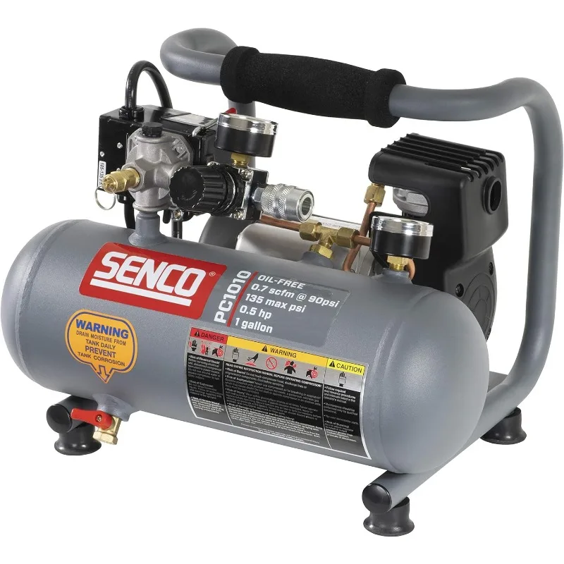 Senco PC1010 1/2- Horsepower 1-Gallon Matte Finish and Trim Portable Hot Dog Air Compressor, Gray/Red