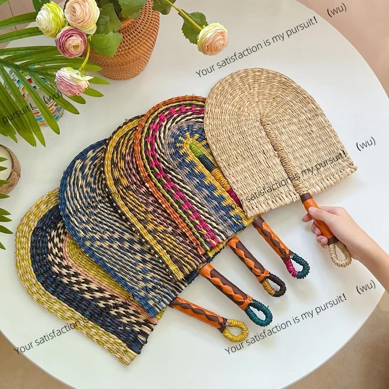 

Vietnamese Seaweed Woven Grass Woven Fan Wall Hanging African Elements Ins Wind Wall Decoration Day Summer Hand-shake