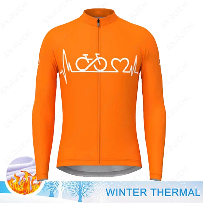 Men Cycling Jersey Long Sleeves Winter Fleece Cycling Clothing MTB Bike Shirts Uniform Warm Bicycle Jacket Maillot Ropa Ciclismo