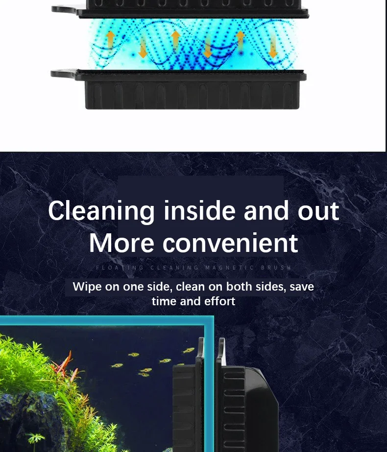 Neues Magnetbürsten-Reinigungswerkzeug, starke Saugkraft, Verglasungspeeling, leicht zu reinigen, doppelseitiger Doppelseitiger Aquarium-Aquarium-Tankwäscher – Detail 4