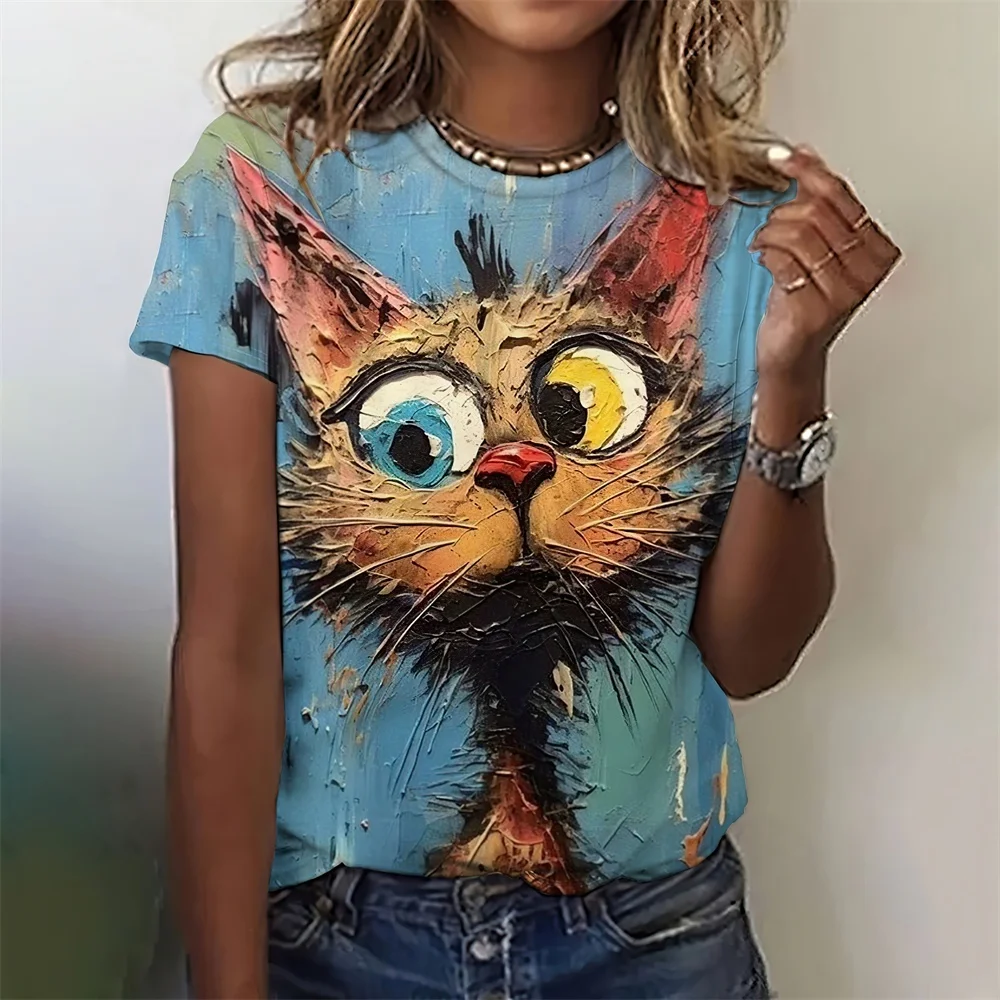 

Women's T-Shirt Funny Animal 3d Print T-Shirt Characters Cute Animal Harajuku Casual Short Sleeved Top Oversized Female Clothing