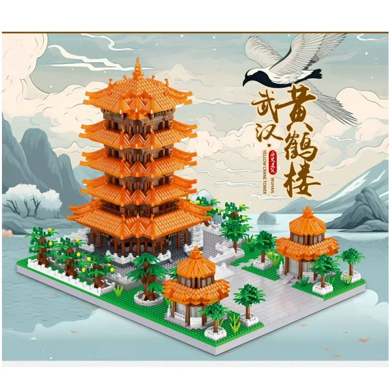 

Chinese Antique Architecture Zhejiang Wuzhen and Yellow Crane Tower Streetview Building BlocksModel Bricks Toys For Kid Gifts