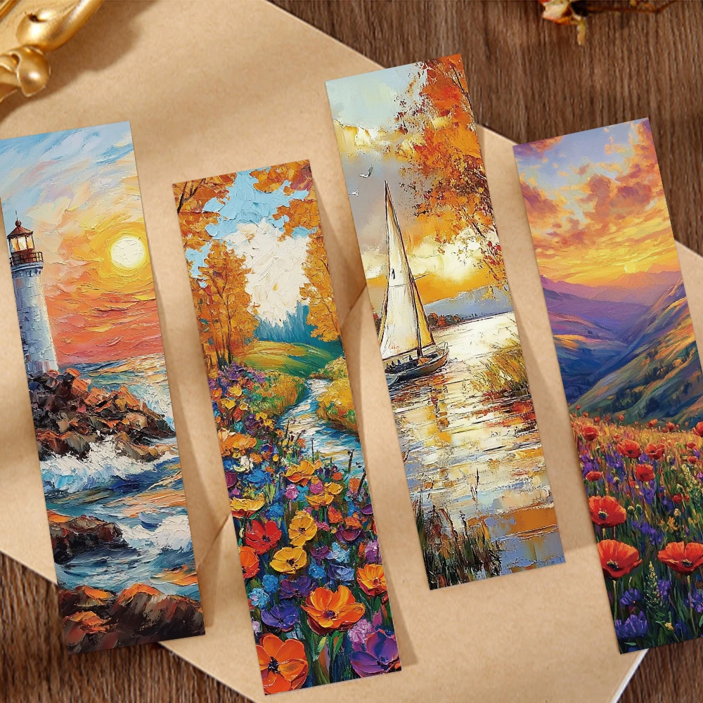 

30PCS Romantic Oil Painting Bookmark Reading Book Page Book Marking Paper Cards For Students Book Scrapbook Markers DIY Bookmark