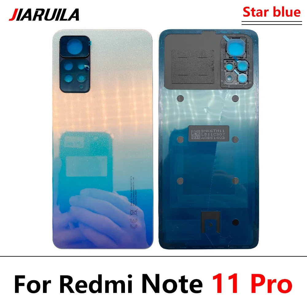 NEW For Xiaomi Redmi Note 11 Pro 5G Battery Cover Door Rear Glass Housing Case Back Camera Cover With Frame Replacement Parts