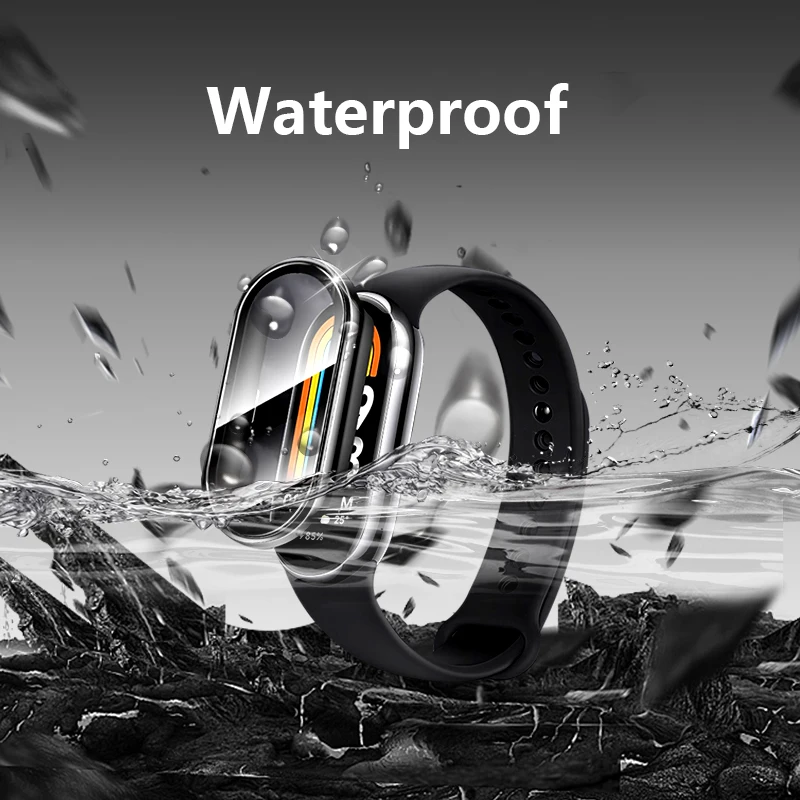 เคสสำหรับ Xiaomi Mi band 8เคสป้องกันหน้าจอกระจกเทมเปอร์เคสกรอบป้องกัน PC แบบแข็งสำหรับ Xiaomi Mi band 8