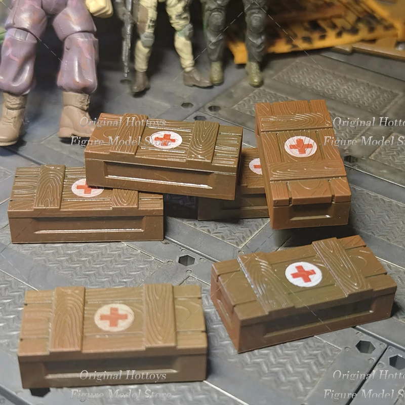 Accessoire de scène de soldat à l'échelle 1/18, Kit de premiers secours militaire, caisse en bois pour figurine d'action de 3.75 pouces, modèle de poupée, jouets, en Stock