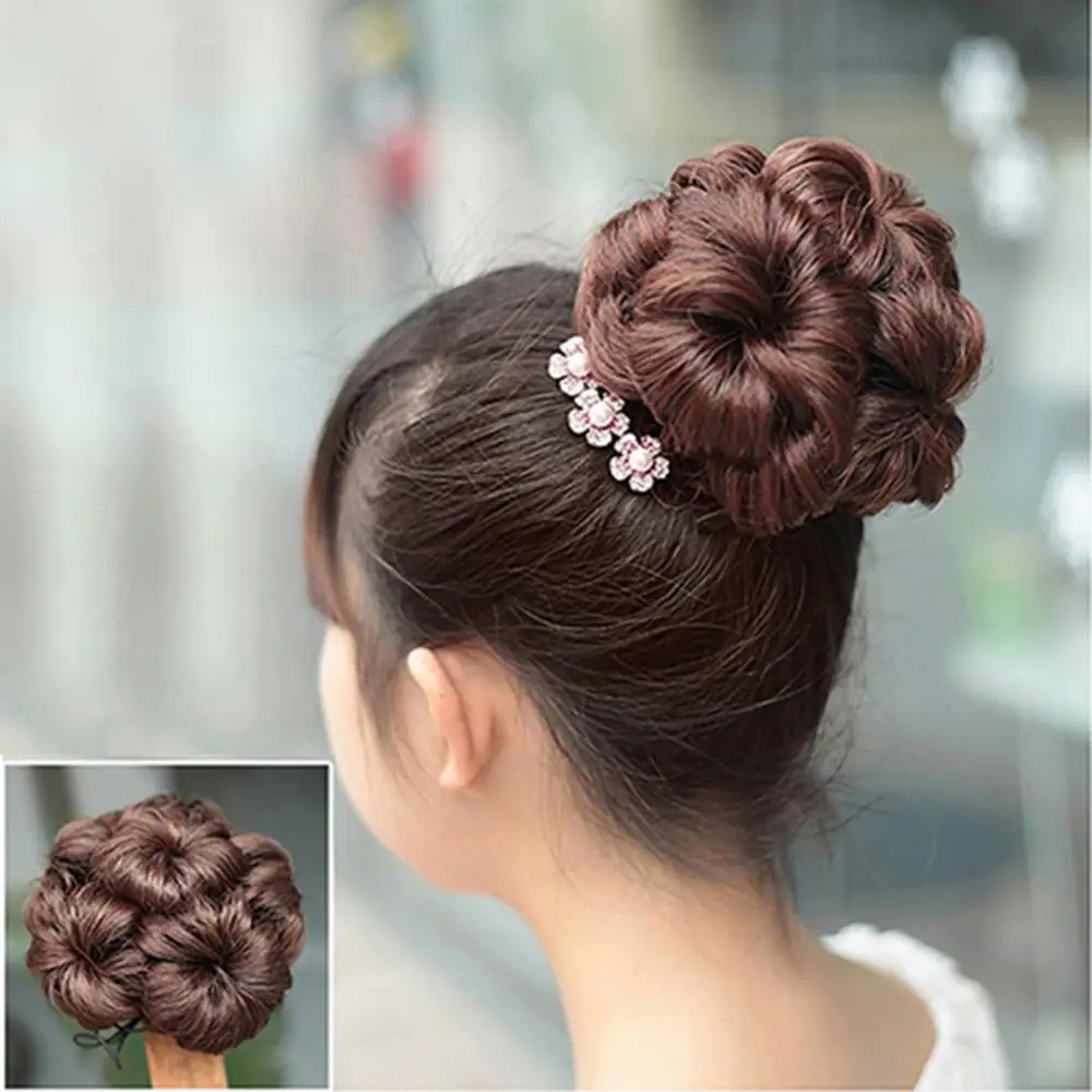 Capelli sintetici ricci ondulati Chignon Cover Hairpiece Clip parrucca Scrunchie estensioni dei capelli pettine Clip estensione riccia Chignon pezzi di capelli