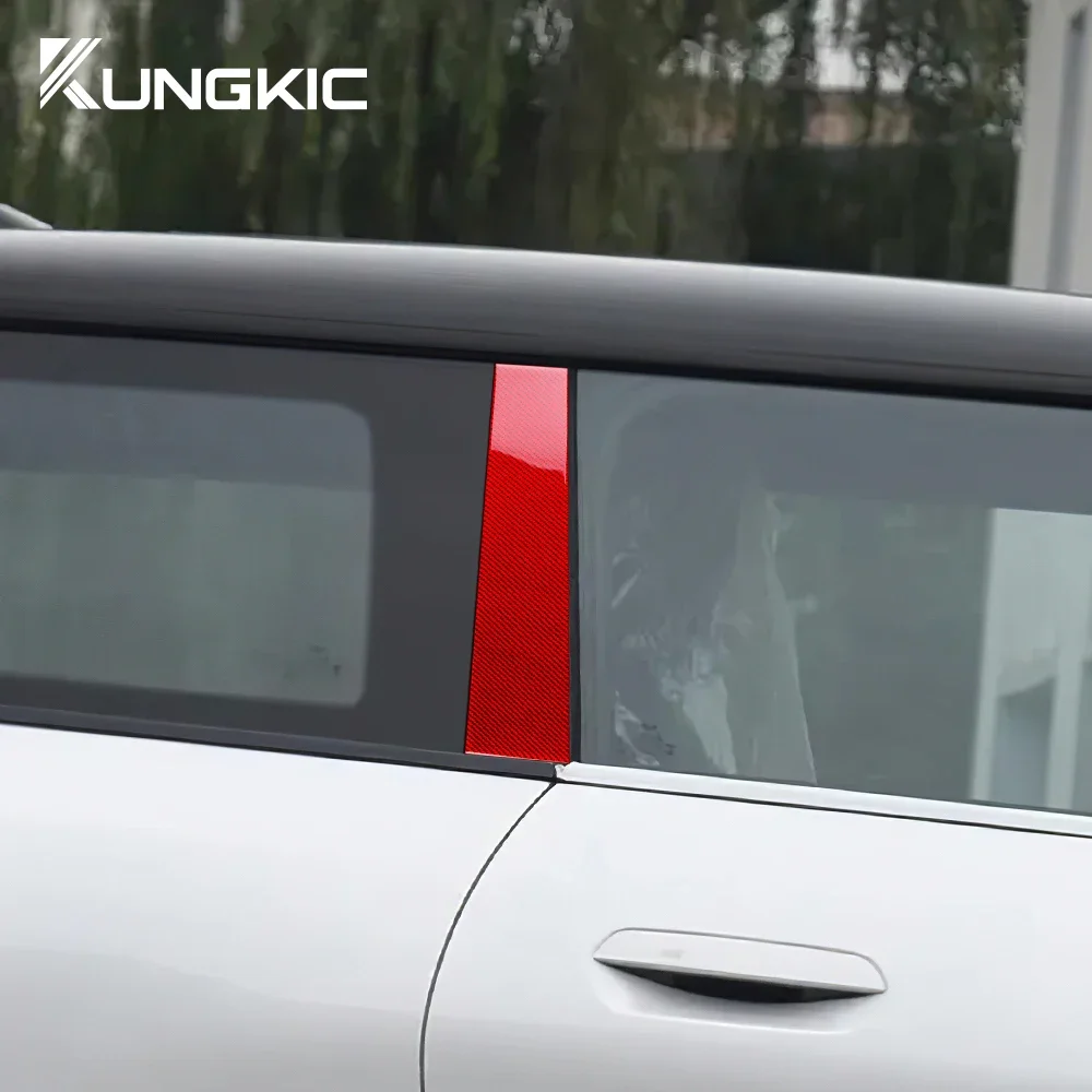 

Для Mini Cooper Electeric EV J01 E SE 2024 2025 Автомобильная панель столба B, внешняя наклейка, настоящие мягкие аксессуары из углеродного волокна