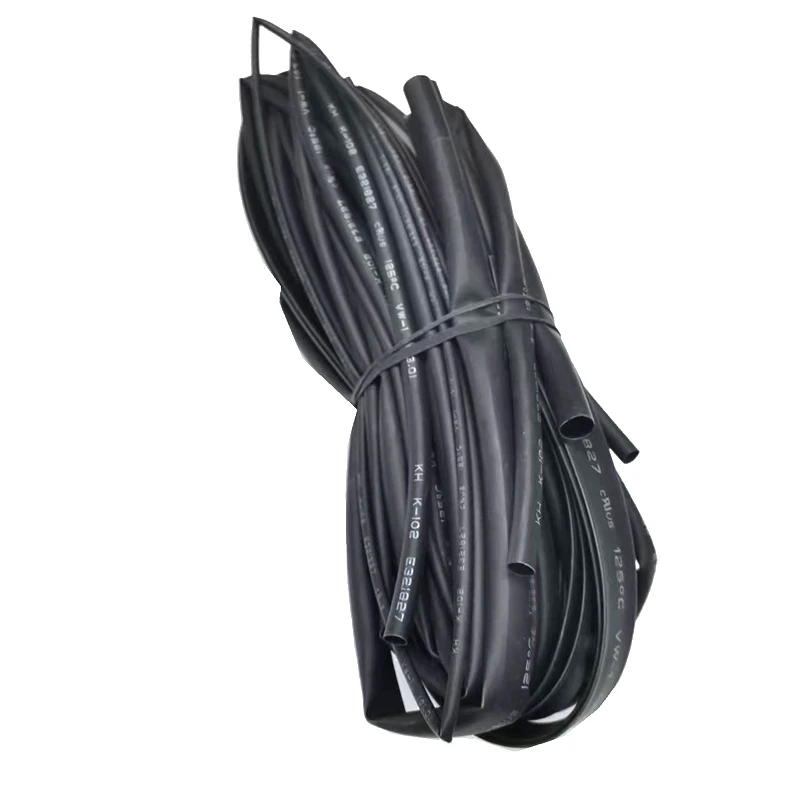 5Meters/LOT Black Heat Shrinkable Tube 1mm 1.5mm 2mm 3mm 4mm 5mm 6mm 7mm 8mm 10mm Black Insulation Sleeve 125C