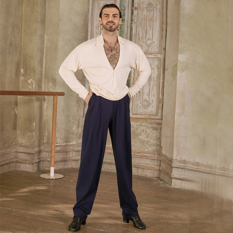 2024 New Men\'S National Standard Ballroom Dance Pants Adults Latin Dance Casual Trousers Male Samba Modern Dancing Wear SL11245