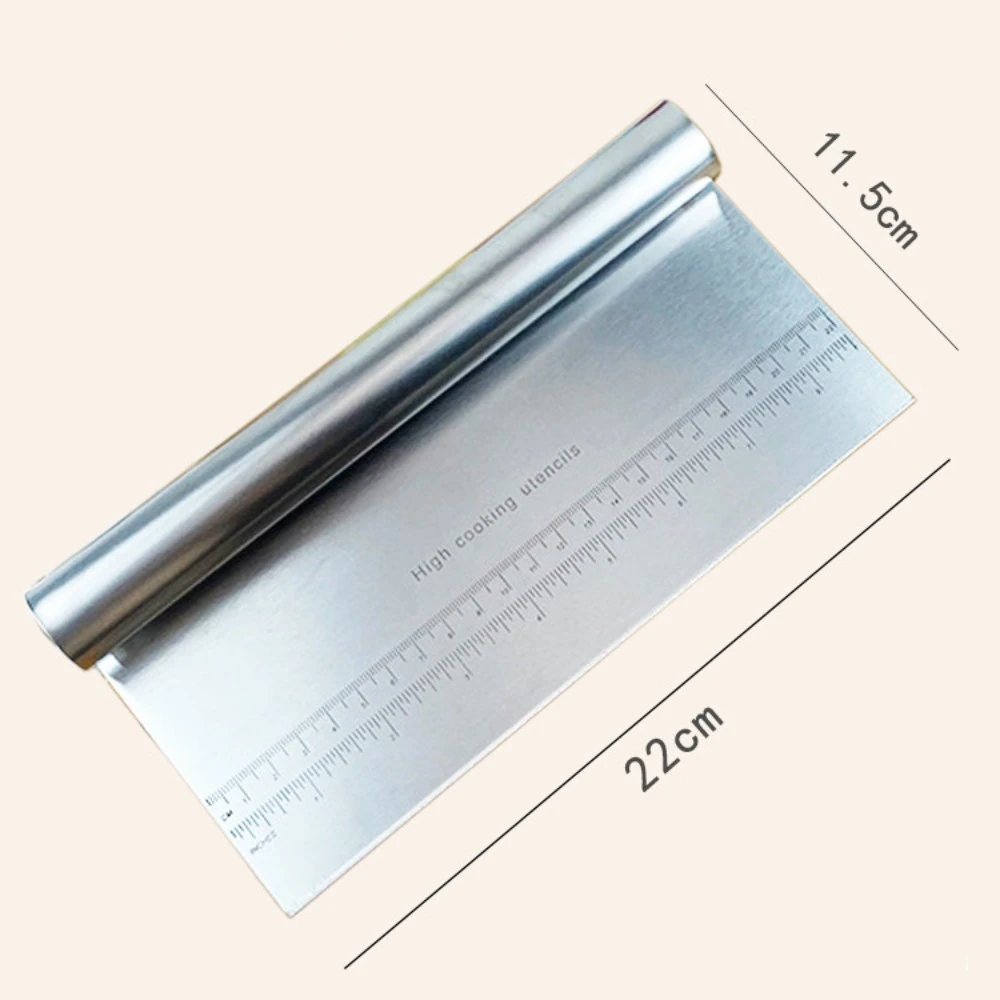 

Stainless Steel Dough Pastry Scraper Multipurpose Handle Pizza Cutter Chopper with Measuring Scale Food Scale Cutter