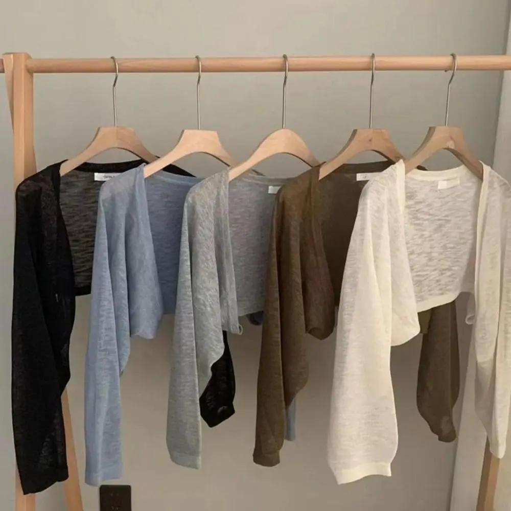 

New Thin Sunscreen Cardigan Ruffle Design Long Sleeve Sun Protected Polyester Sunscreen Clothing Short Coat Casual Summer