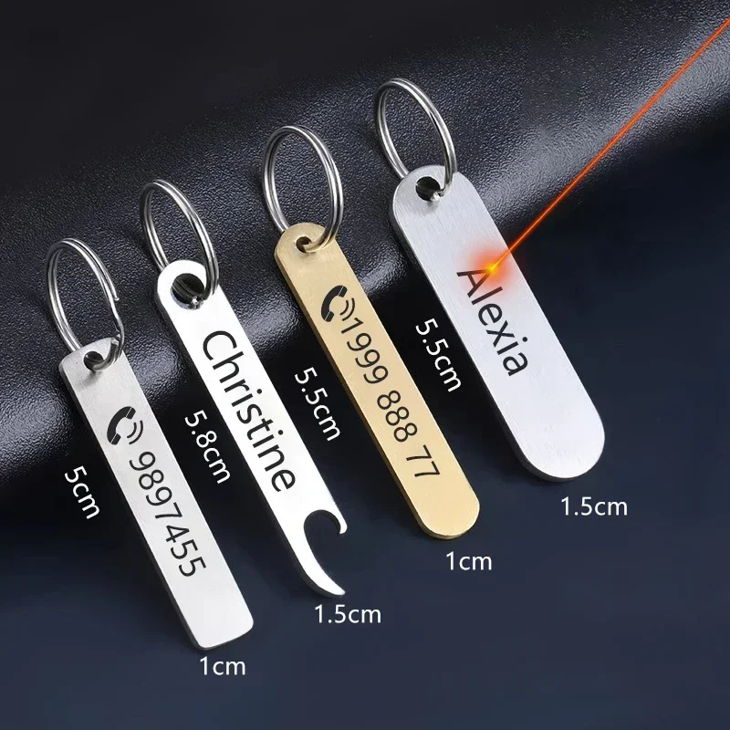 

New Stainless Steel Anti-lost Phone Mobile Number Name Tag Custom Engraved Car Keychain Gift for Him Personalized Keychain