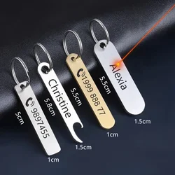 New Stainless Steel Anti-lost Phone Mobile Number Name Tag Custom Engraved Car Keychain Gift for Him Personalized Keychain