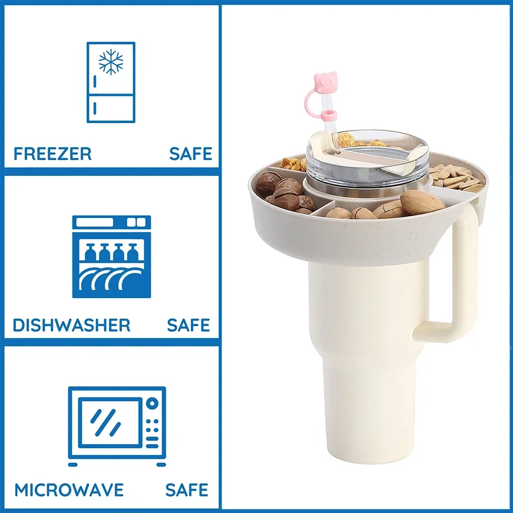 Hot Sell Vlixen Snack Bowl With Cover For 40oz Tumbler With Handle Plastic Snack Tray Snack Ring Suitable For Car Cup Holder