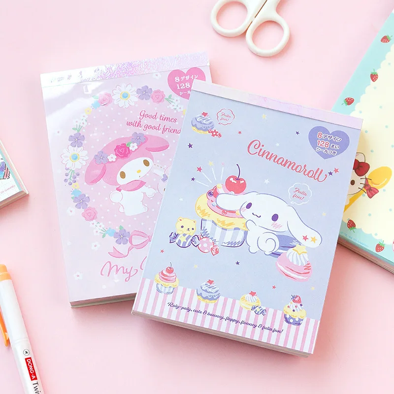 Sanrio Notebook Kuromi Hello Kitty Cinnamoroll My Melody Hand Book Note Paper Cartoon Memo With Stickers For Girls Gift Toys