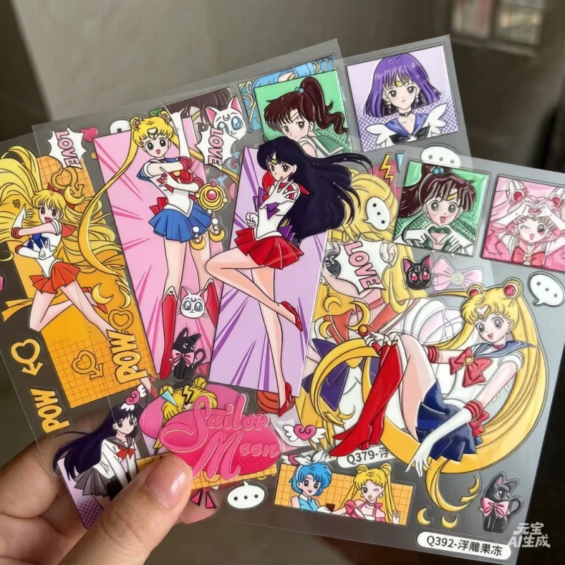 

Sailor Moon Sakura Momoko 3d Relief Embossed Stereo Jelly Sticker Cartoon Diy Student Hand Account Decoration For Phone Case