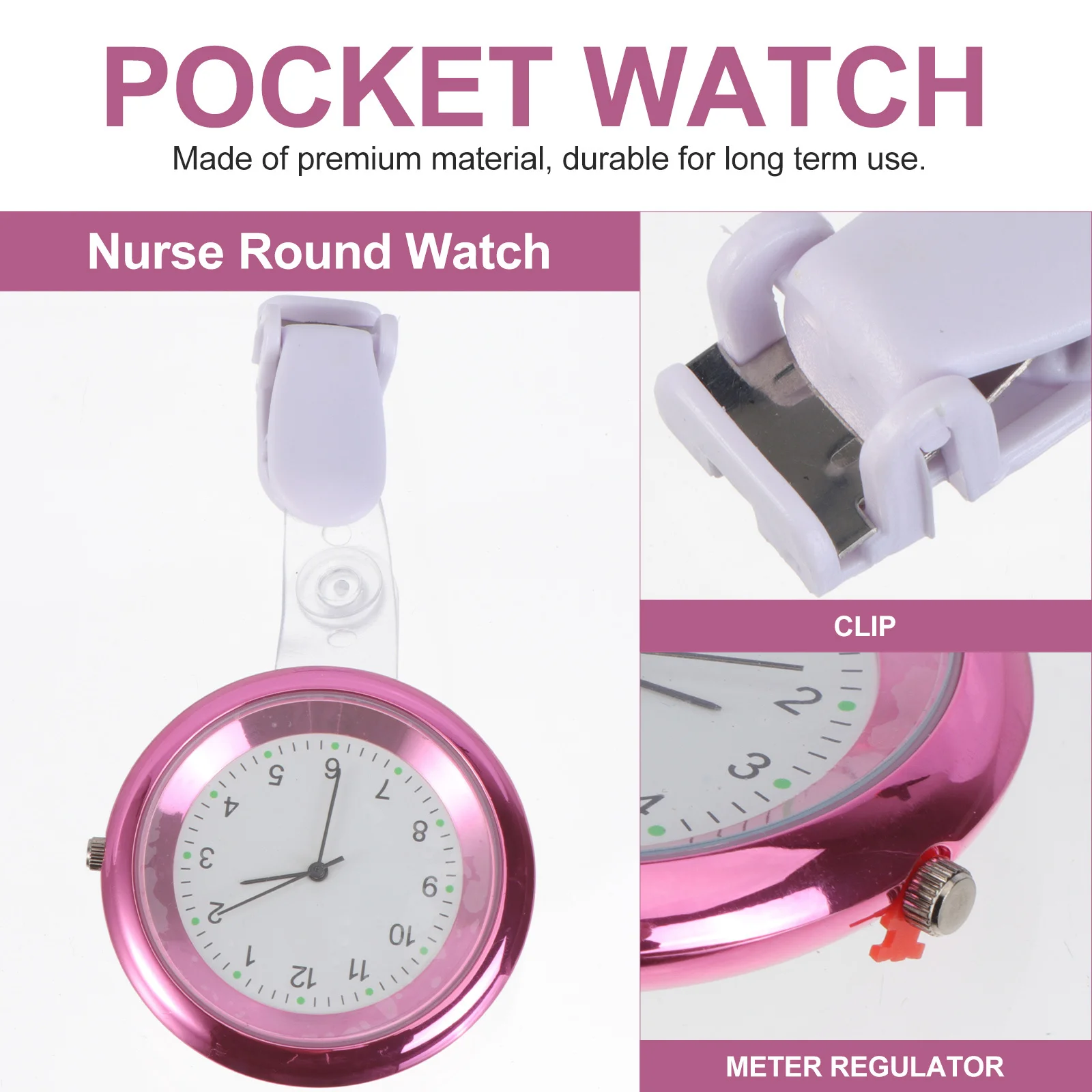 チェストウォッチ 紫がかったムーブメント 看護師 医師 ポケット時計 ポータブル医療用時計 女性用 看護スタッフ ギフト 小型