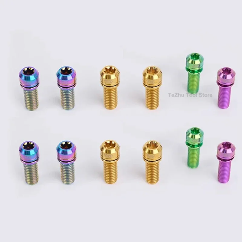 1 PC TITANIUM Bolt M6 x 10 12 14 17 19 25 30 35 40 55 มม.พลัมสกรูเครื่องซักผ้าสําหรับจักรยานเบรค