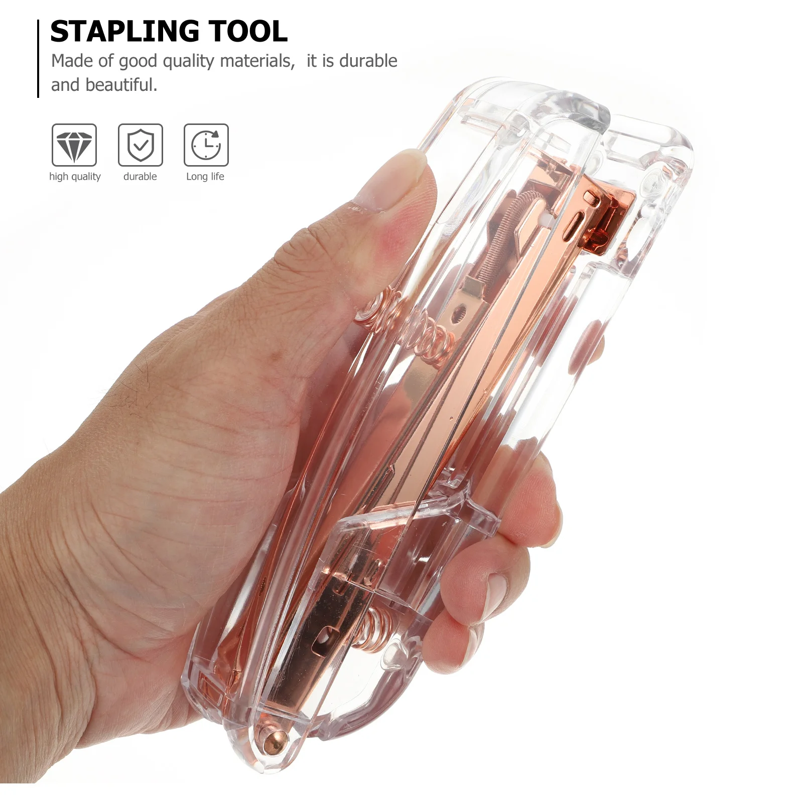 1Pcs Book Binding Tool Plastic Stapler Transparent Desktop Organizer Efficient Stapling for Students Office Supply