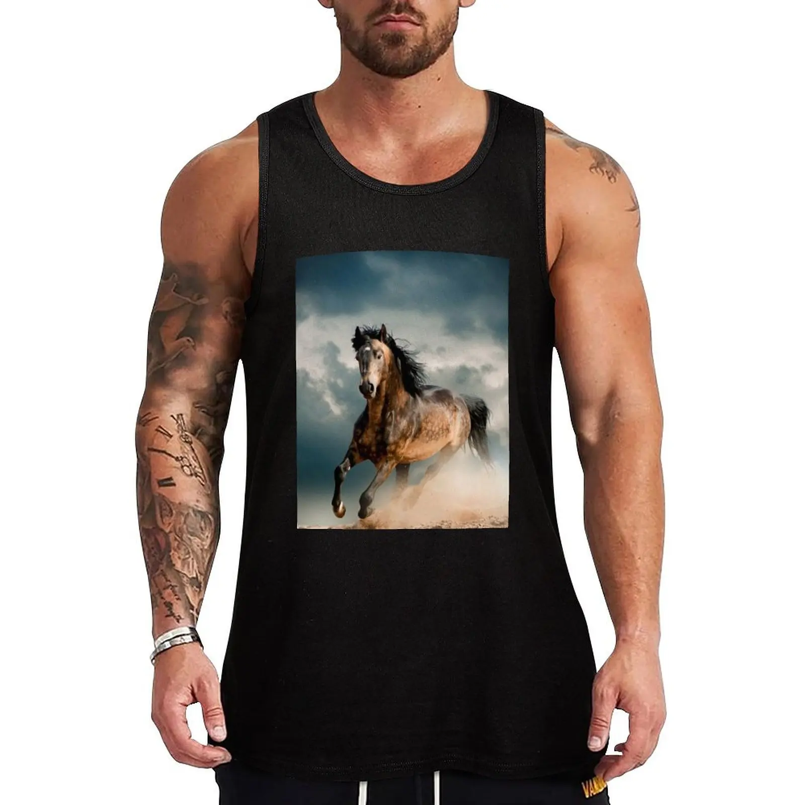 

Galloping Horse Tank Top Male clothes Bodybuilding clothing man