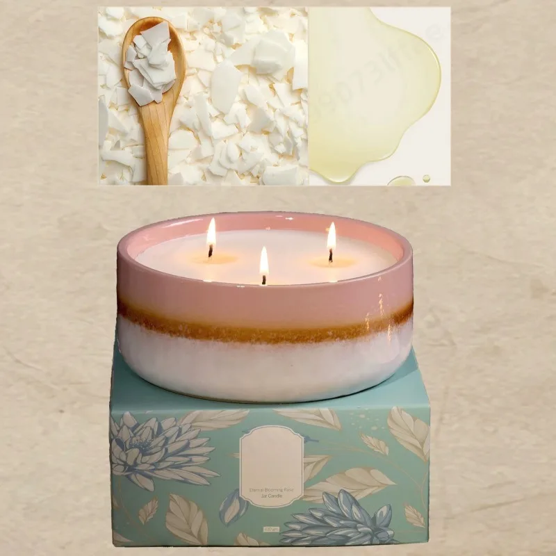 Large Ceramic Jar Scented Candle Gift Box Luxury Home Fragrance Decor Ornament Aroma Candle for Birthday Holiday Gift