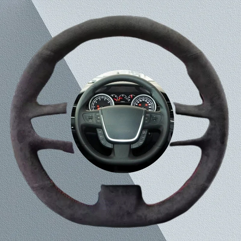 

Custom Car Steering Wheel Cover For Peugeot 508 2011-2008 508 SW 2011-2018 Non-Slip Suede Leather Car Interior Accessories