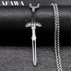 Cross Sword Pendant Necklaces for Men Women Stainless Steel Silver Color Gothic Necklace Jewelry collier acier inoxydable femme