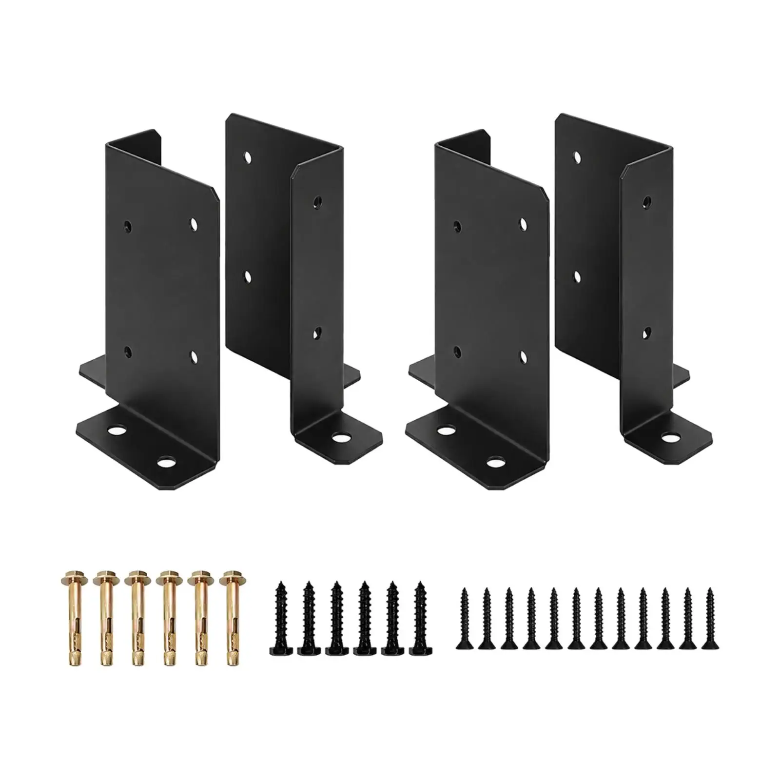 Heavy Duty Metal Deck Post Support Bracket for 4x4 Wood Posts with Square Base Flange and Mounting Screws