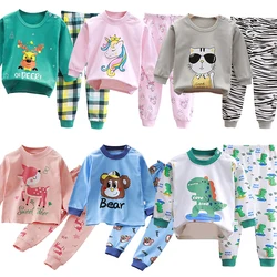 Spring Autumn Kids Pajamas Set Unisex Children Dino Bear Animal Cartoon Sleepwear Boys and Girls Homewear Casual Clothing 1-10Y