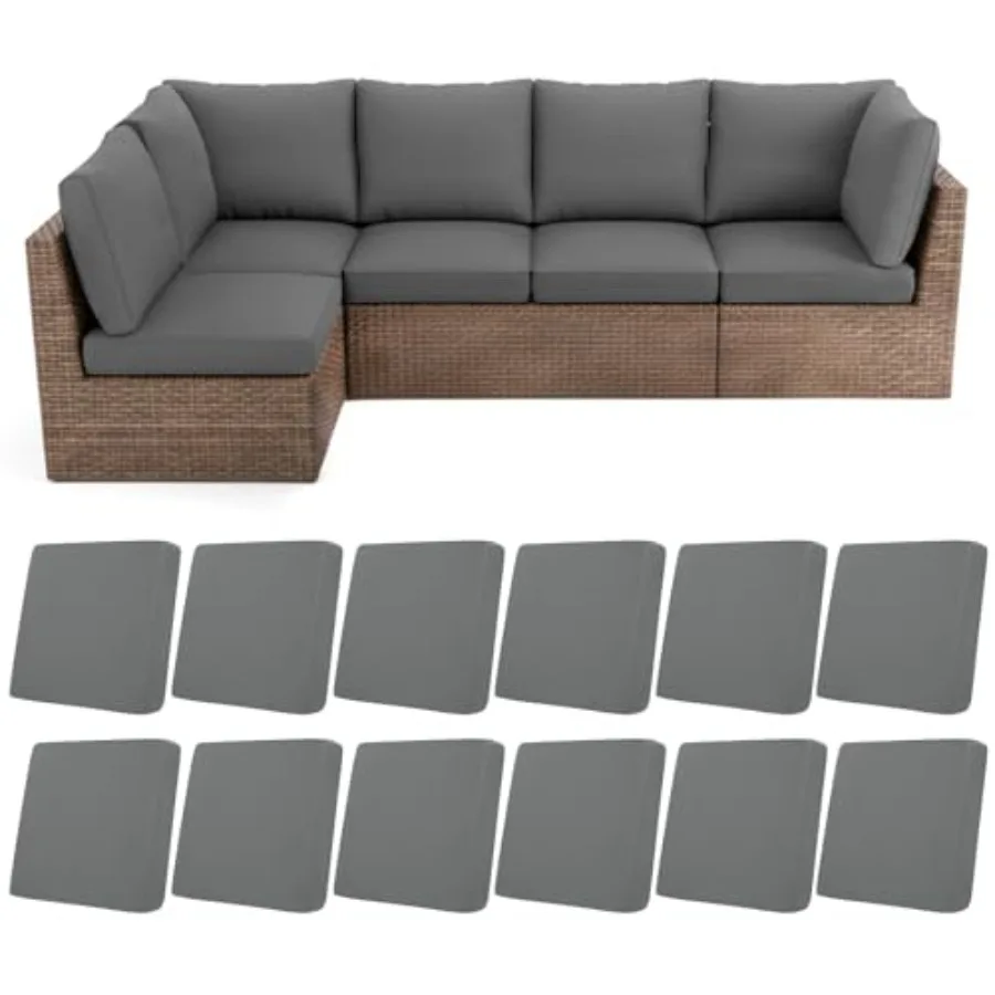 

HEBE Stretch Patio Cushion Covers Set 12pcsWaterproof Outdoor Couch Covers Replacement Washable Reusable Seat Cushion Slipcover