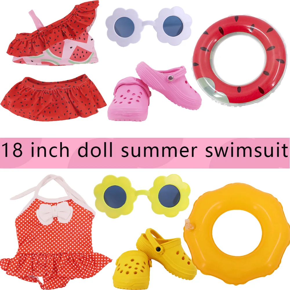 Traje de baño con cabeza de flor, estilo escamas de pescado para artículos de bebé de 43Cm y muñeca americana de 18 pulgadas, accesorios de bebé nacidos de generación para ropa