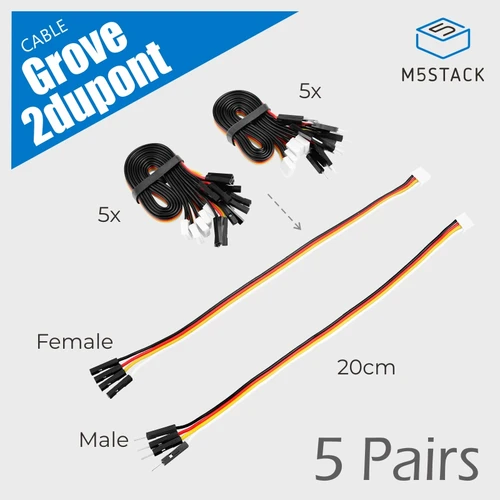 Cable de conversión oficial Grove2Dupont M5Stack de 20 cm (5 pares)