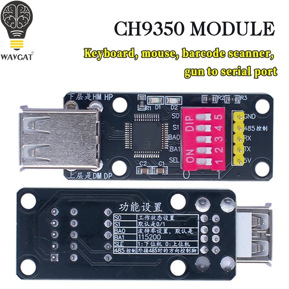 Módulo convertidor CH9350 HID a UART: teclado USB/ratón y escáner de código de barras a adaptador de puerto serie Sincronizador de extensión KVM