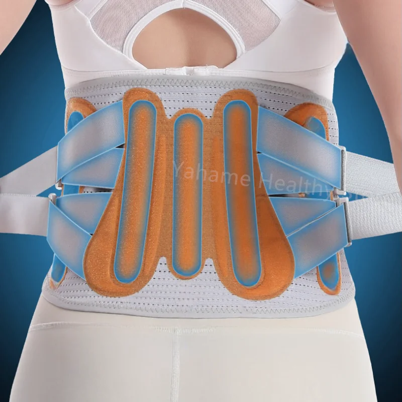 Adjustable Lumbar Support Belt with 3 kinds of Replacement Lumbar Pads Back Waist Support for Herniated Disc Sciatica Scoliosis